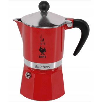BIALETTI włoska kawiarka RAINBOW czerwona