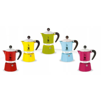 BIALETTI włoska kawiarka RAINBOW czerwona